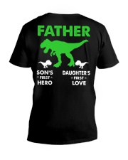 T-SHIRT - DINOSAUR - SON'S FIRST HERO V-Neck T-Shirt tile