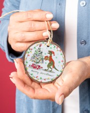 Saurus Christmas - Merry Christmas Circle ornament - single (porcelain) aos-circle-ornament-single-porcelain-lifestyles-01