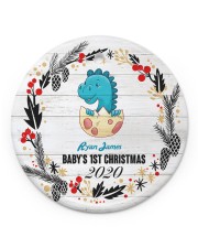 Dinosaurs - Baby's 1st Christmas - Personalized Circle ornament - single (porcelain) front