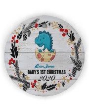 Dinosaurs - Baby's 1st Christmas - Personalized Circle Ornament (Wood tile
