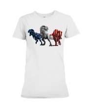 Dinosaur - Us Flag - Sticker Premium Fit Ladies Tee tile