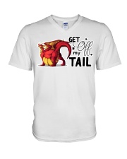 Dragon - Tail - Get Off My Tail - Sticker V-Neck T-Shirt tile
