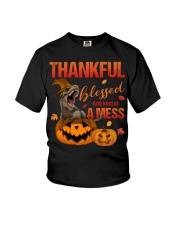Halloween - Thankful Blessed And Kind Of A Mess Youth T-Shirt tile