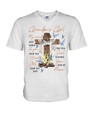 Angel Grandpa - My Mind Still Talks To You V-Neck T-Shirt tile