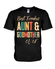 BEST FREAKING AUNTIE - GODMOTHER V-Neck T-Shirt thumbnail