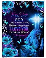To My Wife - Lions - Cross - God Blessed Large Fleece Blanket - 60" x 80" front