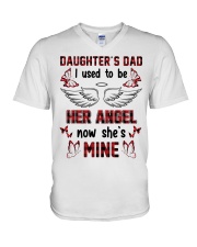 Daughter's Dad- I Used To Be Her Angel Now She's Mine V-Neck T-Shirt tile