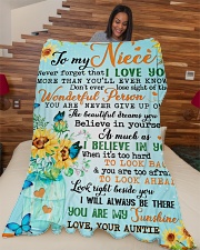 To My Niece - Sunflower - Fleece Blanket Large Fleece Blanket - 60" x 80" aos-coral-fleece-blanket-60x80-lifestyle-front-04