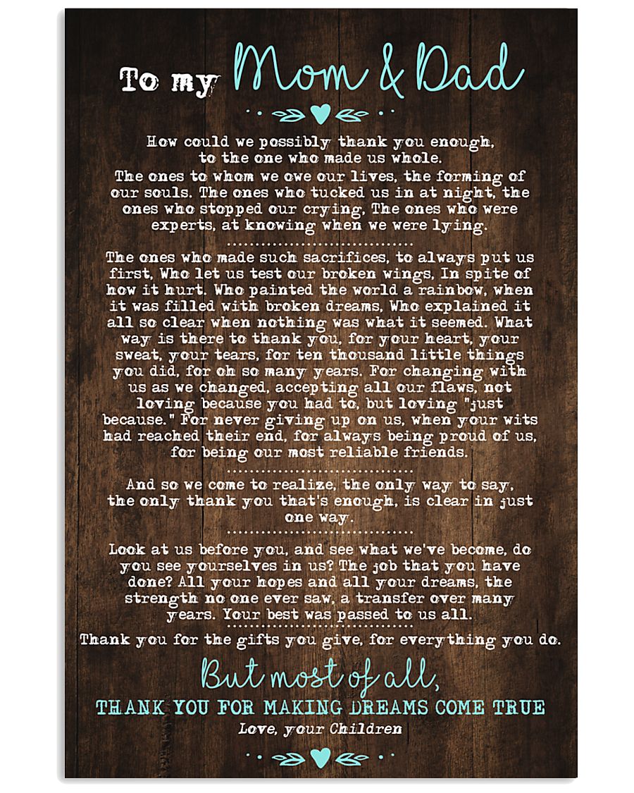 CHILDREN TO MOM AND DAD 16x24 Poster