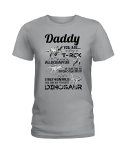 DAD - BLACK LETTERS IN GREY - FAVORITE DINOSAUR Ladies T-Shirt tile