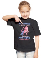 GRANDMA TO GRANDKIDS - IN A WORLD - BE KIND Youth T-Shirt lifestyle-youth-tshirt-front-2