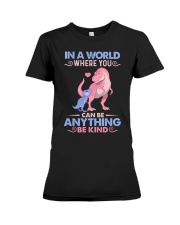 GRANDMA TO GRANDKIDS - IN A WORLD - BE KIND Premium Fit Ladies Tee thumbnail