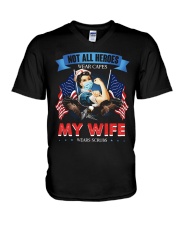 T-SHIRT - MY WIFE WEARS SCRUBS - NURSE V-Neck T-Shirt thumbnail
