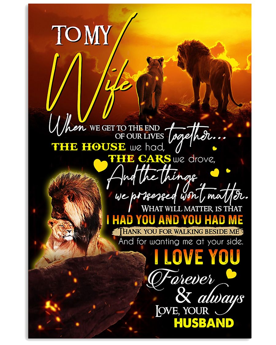 TO MY WIFE - LION - I LOVE YOU 16x24 Poster