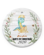 Dinosaurs - Baby's 1st Christmas - Personalized Circle ornament - single (porcelain) front