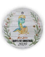 Dinosaurs - Baby's 1st Christmas - Personalized Circle Ornament (Wood tile