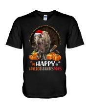 T rex - Happy Hallothanksmas - T-shirt V-Neck T-Shirt tile