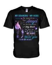 My grandpa- My hero- My guardian angel V-Neck T-Shirt tile