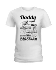 DAD - BLACK LETTERS IN WHITE - FAVORITE DINOSAUR Ladies T-Shirt tile