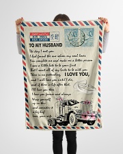 To My Husband - Trucker - The Day I Met You Small Fleece Blanket - 30" x 40" aos-coral-fleece-blanket-30x40-lifestyle-front-14