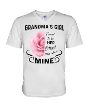Grandma's girl- I used to be his angel now he's mine V-Neck T-Shirt tile