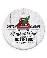 To Wife - Christmas - Red Truck - Personalized Circle ornament - single (porcelain) front