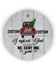 To Wife - Christmas - Red Truck - Personalized Circle Ornament (Wood tile