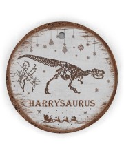 Christmas - Allosaurus - Personalized Circle Ornament (Wood tile