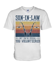 SON-IN-LAW - FISHING - VINTAGE - YOU VOLUNTEERED V-Neck T-Shirt tile