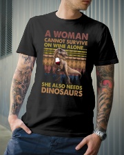 Wine - T rex - A WOman Cannot Survive On Wine Classic T-Shirt lifestyle-mens-crewneck-front-6