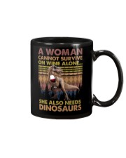 Wine - T rex - A WOman Cannot Survive On Wine Mug tile