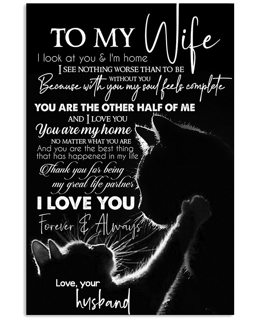 TO MY WIFE - CAT COUPLE - I LOVE YOU 16x24 Poster