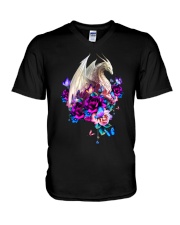 Dragon - Flower - T-Shirt V-Neck T-Shirt tile