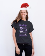 DAD - PURPLE LETTERS IN BLACK - FAVORITE DINOSAUR Classic T-Shirt lifestyle-holiday-crewneck-front-1