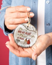 My Mind Still Talks To You - Cardinal Circle ornament - single (porcelain) aos-circle-ornament-single-porcelain-lifestyles-01