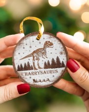 Christmas - Tyrannosaurus Rex - Personalized Circle ornament - single (porcelain) aos-circle-ornament-single-porcelain-lifestyles-08