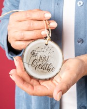 Just Breathe - Dandalion - Ciccle Ornament Circle ornament - single (porcelain) aos-circle-ornament-single-porcelain-lifestyles-01