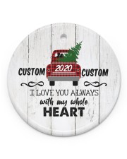 To Wife - Christmas - Red Truck - Personalized Circle ornament - single (porcelain) front