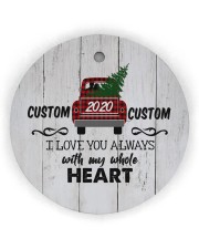 To Wife - Christmas - Red Truck - Personalized Circle Ornament (Wood tile