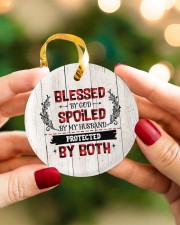 Blessed By God Spoiled By My Husband Protected Circle ornament - single (porcelain) aos-circle-ornament-single-porcelain-lifestyles-08