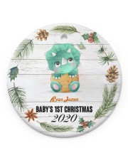Dinosaurs - Baby's 1st Christmas - Personalized Circle ornament - single (porcelain) front