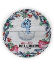 Dinosaurs - Baby's 1st Christmas - Personalized Circle Ornament (Wood tile