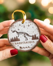 Christmas - Velociraptor - Personalized Circle ornament - single (porcelain) aos-circle-ornament-single-porcelain-lifestyles-08