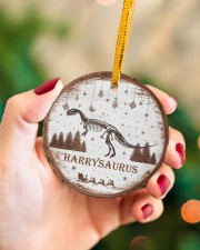 Christmas - Velociraptor - Personalized Circle ornament - single (porcelain) aos-circle-ornament-single-porcelain-lifestyles-09