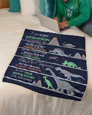 GRANDMA TO GRANDSON - DINO - LIFE IS TOUGH Small Fleece Blanket - 30" x 40" aos-coral-fleece-blanket-30x40-lifestyle-front-07