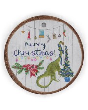 Saurus Christmas - Merry Christmas Circle Ornament (Wood tile