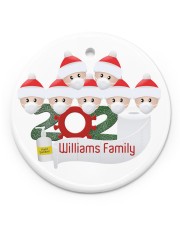 Christmas - Quarantined Family - 2020 Personalized Circle ornament - single (porcelain) front