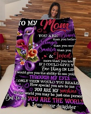 To My Mom - You Are My Sunshine Large Fleece Blanket - 60" x 80" aos-coral-fleece-blanket-60x80-lifestyle-front-04