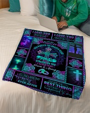 To Fiancee - Cross - God Blessed The Broken Road Small Fleece Blanket - 30" x 40" aos-coral-fleece-blanket-30x40-lifestyle-front-07