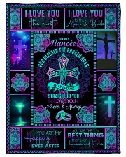 To Fiancee - Cross - God Blessed The Broken Road Small Fleece Blanket - 30" x 40" front